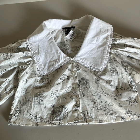 Women’s collar woven top - Picture 1 of 5